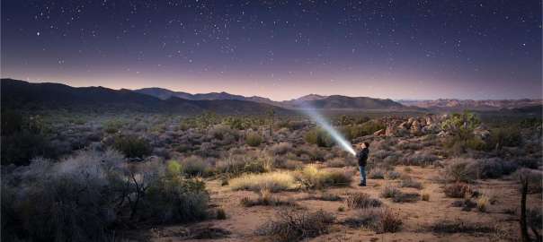 a man using headlamp for hunting