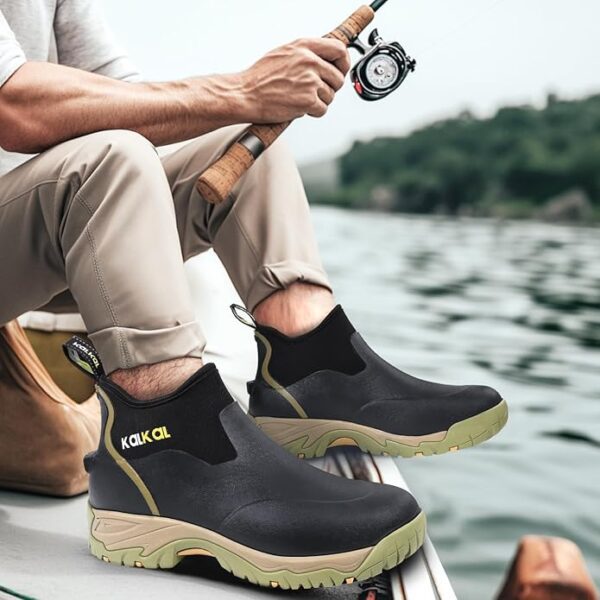 Kalkal Men's Sport Ankle Deck Boots, Waterproof Short Rubber Hiking Boots With EVA Sole