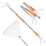 69'' Snake Catcher Tool, Stainless Steel Wide Jaw Foldable Reptile Snake Handler With Net
