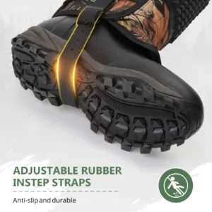 durable rubber buckle details on the snake gaiter