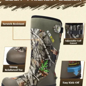 Kalkal camo hunting boots with a adjustable calf design to fit most hunters