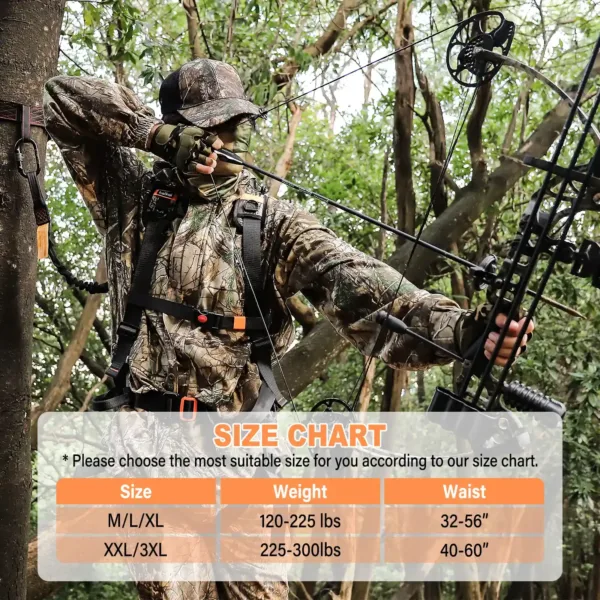 lightweight tree stand harness size chart