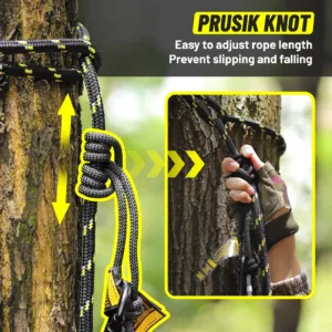 prusik knot for easy ascent and descent from the tree