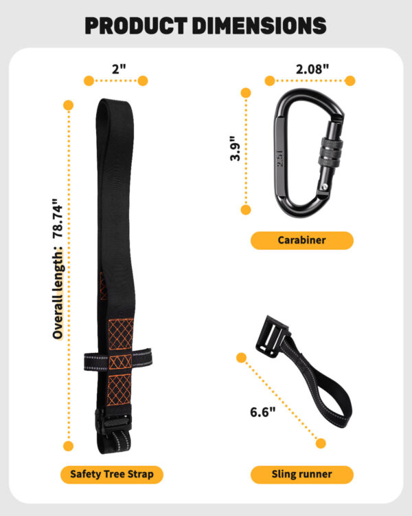tree harness strap sizes