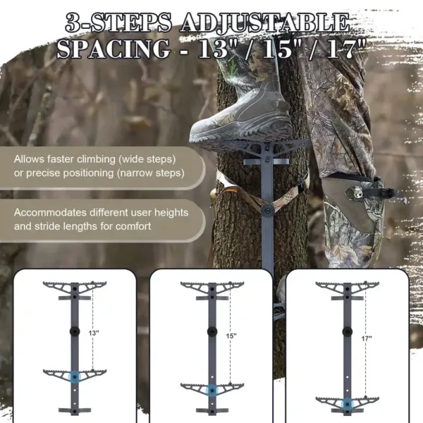 adjustable steps design to fit individual hunter's gaits in climbing