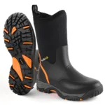 Kalkal Men's Mid Calf Rubber Boots With 5mm Neoprene And Shock-Absorbing Sports Outsole