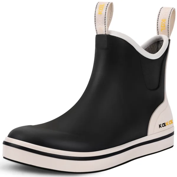 Kalkal women's 6 in ankle deck boot in black color