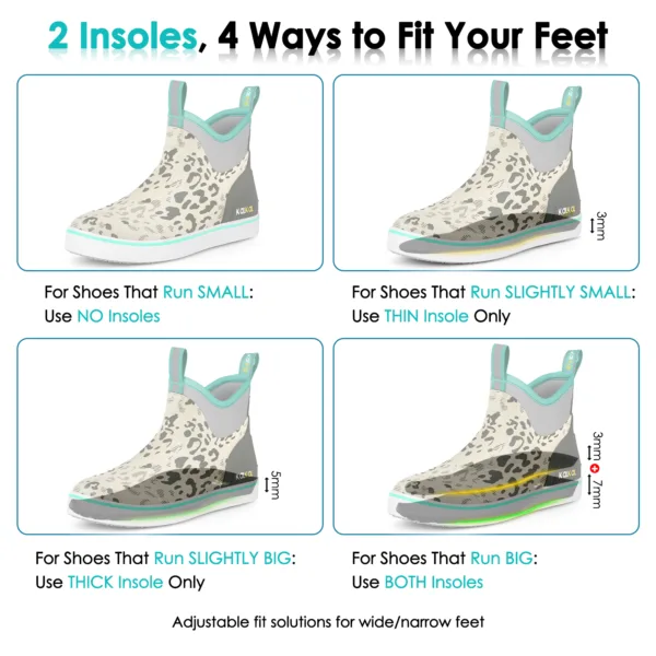 women's deck boots sale with 2 insoles to fit different foot types