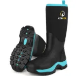 Kalkal Women's Tall Farm Boots Waterproof, Insulated 6mm Neoprene, Anti-Slip Calf-High