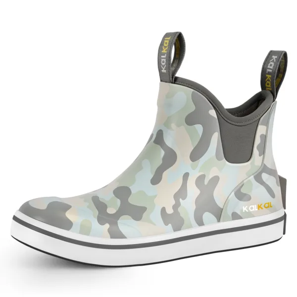 Kalkal Kids Deck Boots, Easy Pull-On Non-Slip Ankle Rubber Boots For Rainy Days & Fishing